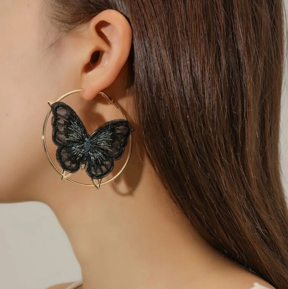 Jewelry - BUTTERFLY HOOP EARRINGS